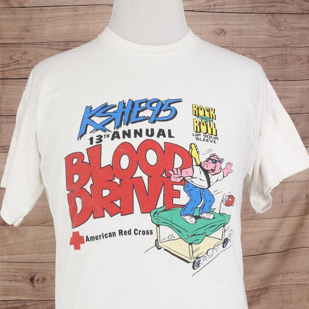 Vintage KSHE 95 Radio Blood‎ Drive Shirt XL American Red Cross St Louis